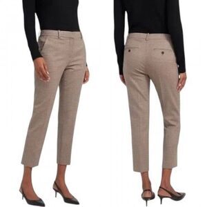 Theory Treeca 2 Wool Pants Size 8 Portland Check Brown Slim Ankle Crop EUC